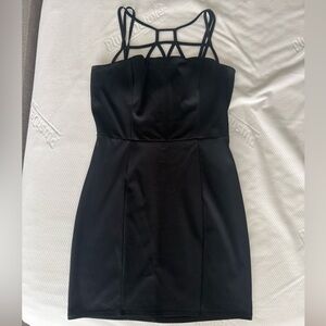 Guess Black Strapless Dress with Geometric Straps